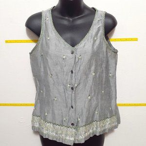 KARAVAN Linen Pakistani Embroidered Sleeveless Top